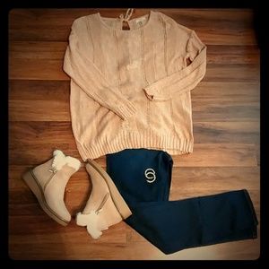 Gorgeous Taupe Open Weave Sweater